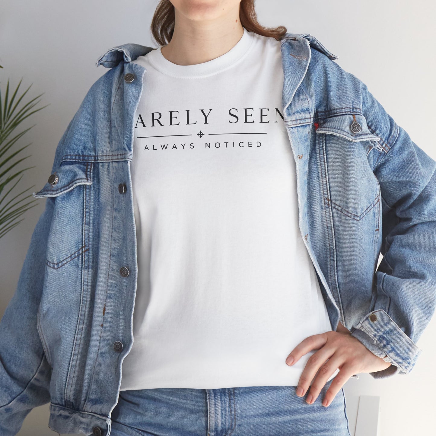 Rarely Seen Tee – Minimalist 'Rarely Seen, Always Noticed' White Cotton T-Shirt