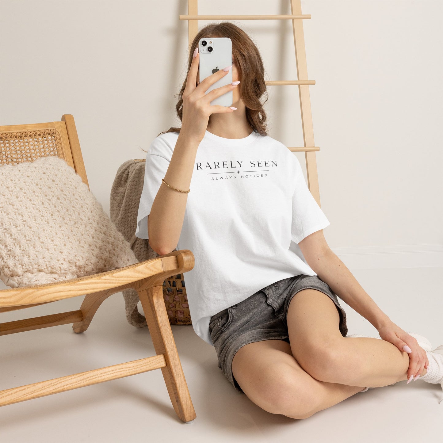 Rarely Seen Tee – Minimalist 'Rarely Seen, Always Noticed' White Cotton T-Shirt