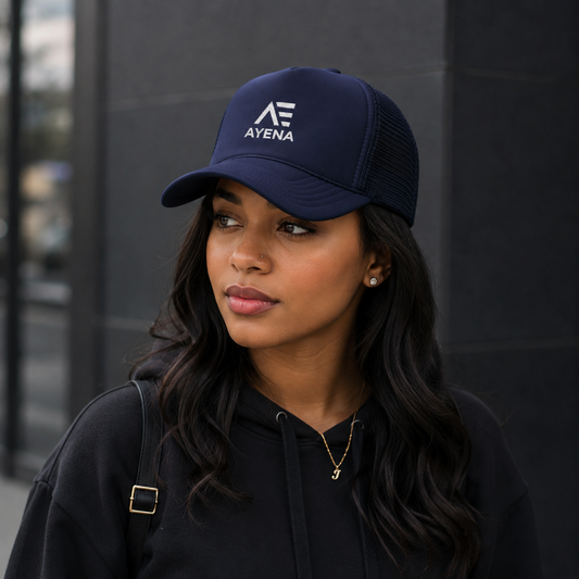 AYENA Logo Trucker Hat — Foam Mesh Cap