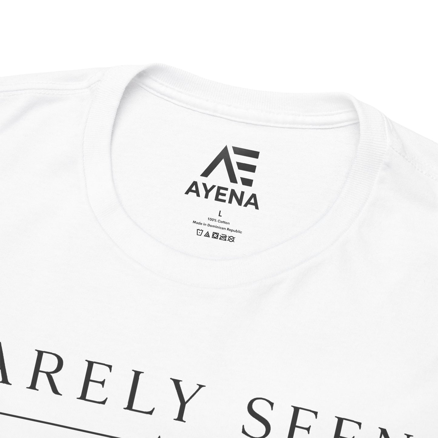 Rarely Seen Tee – Minimalist 'Rarely Seen, Always Noticed' White Cotton T-Shirt